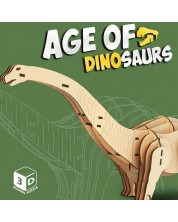 Puzzle 3D din lemn Raya Toys - Era dinozaurilor: Diplodocus, 38 piese - imagine 1