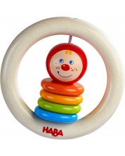 Jucărie de lemn pentru bebeluși Haba - Clovnul colorat -1