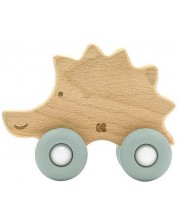 Jucarie din lemn cu inel gingival Kikka Boo - Hedgehog, Mint -1