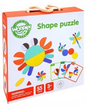 Puzzle din lemn Woopie Green - 40 modele, Montessori, 55 piese