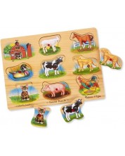 Puzzle muzical din lemn Melissa & Doug - Animalele de la fermă -1