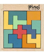 Mini Puzzle din lemn Pino, 11 piese, culori pastelate -1