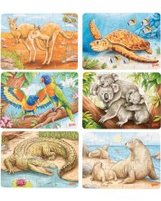Mini puzzle din lemn Goki - Animale din Australia, 24 piese, sortiment -1
