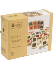 Joc de lemn Andreu toys - Domino senzorial pentru recunoastere tactila -1