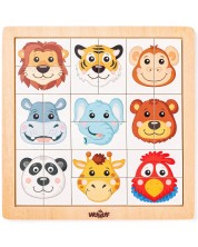 Puzzle din lemn Woody - Capetele animalelor preferate -1