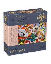 Puzzle din lemn Trefl din 500+1 de piese - Pisici de Crăciun -1