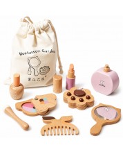 Set cosmetic din lemn Ginger Home - Cu machiaj, pieptene și oglindă, în stil Montessori - imagine 1