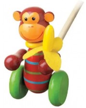 Jucărie de împins din lemn Orange Tree Toys - Animals Collection, Maimuță -1