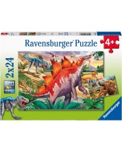 Puzzle pentru copii Ravensburger  din 2 x 24 piese -Fauna sălbatică jurasică