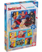 Puzzle pentru copii Educa din 2 x 100 de piese - DC Super Heroes