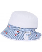 Pălărie de vară pentru copii cu protecție UV 50+ Sterntaler - Cu flori, 53 cm, 2-4 ani, albă