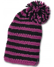 Pălărie tricotată pentru copii cu pompon Sterntaler - 53 cm, 2-4 ani, neagră-mov