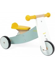 Tricicletă pentru copii Janod - Happy Garden, pentru călărit, din lemn