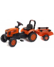 Copii tractor  Falk - Kubota, cu remorca si pedale, portocaliu -1