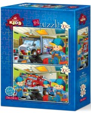 Puzzle pentru copii Art Puzzle 2 x 100 piese - Mici mecanici auto