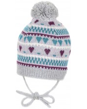 Căciulă tricotată pentru copii cu șnur Sterntaler - Cu inimioare, 51 cm, 18-24 luni -1