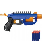 Jucărie pentru copii Raya Toys - Mitralieră Soft Bullet cu 8 gloanțe moi, albastru -1