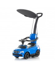 Mașină pentru copii cu mâner și baldachin Chipolino - Mercedes AMG GLE63, albastrâ -1