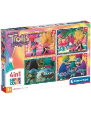 Puzzle pentru copii  Clementoni 4 в 1 - Trolls: Gang se adună -1