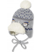Pălărie pentru copii Sterntaler - Pinguini, 49 cm, 12-18 luni, gri -1
