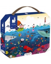 Puzzle in valiza pentru copii Janod din 100 de piese - Lumea subacvatică -1