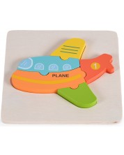 Puzzle din lemn pentru copii Moni Toys - Avion, 5 piese -1