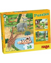 Puzzle pentru copii Haba - Diferite animale, 3 bucati -1