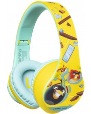 Căști pentru copii PowerLocus - P2 Kids Angry Birds, wireless, verde/galben -1