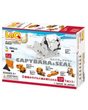 Constructor pentru copii 5 în 1 LaQ Animal World - Capybara & Seal, 180 piese