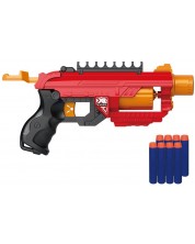 Jucărie pentru copii Raya Toys Soft Bullet - Pistol mitralieră cu 8 cartușe moi, roșu -1