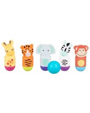 Pistă de bowling din lemn pentru copii Orange Tree Toys - Animalele junglei -1