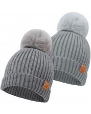 Pălărie de iarnă pentru copii KeaBabies - 6-36 luni, gri, 2 bucăți -1
