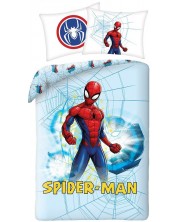 Set lenjerie de pat copii Uwear - Spider-Man, fundal albastru deschis -1