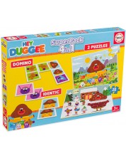 Puzzle pentru copii Educa din 2 x 25 de piese - Hey Duggee, domino și memorie
