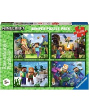 Puzzle pentru copii  Ravensburger din  4 x 100 piese - Minecraft