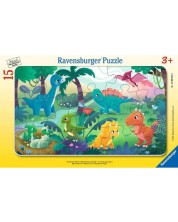 Puzzle pentru copii Ravensburger  din 15 piese - Mici dinozauri -1