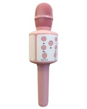Microfon pentru copii Raya Toys - cu boxă Bluetooth, roz