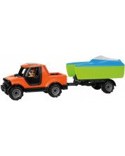 Jucărie pentru copii Lena Truckies - Camionetă cu barcă și remorcă, cu figurină, 35 cm