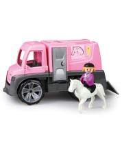 Jucărie pentru copii Lena Truxx - Camion pentru transportul cailor, cu 2 figurine, 29 cm, roz - imagine 1
