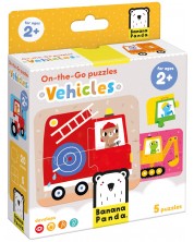 Puzzle pentru copii Banana Panda 5 în 1 - Vehicule de transport