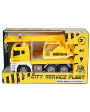 Jucărie pentru copii Moni Toys - Camion cu macara și cârlig, galben, 1:12 -1