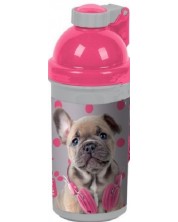 Sticlă de apă Paso Studio Pets - 500 ml, cățel cu căști -1