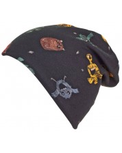 Pălărie pentru sezoanele de tranziție Sterntaler - Cu monștri, 51 cm, 18-24 luni, neagră