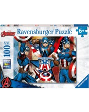 Puzzle pentru copii Ravensburger din 100 de piese XXL - Captain America -1