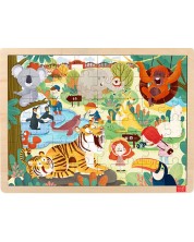 Puzzle din lemn pentru copii Toi World - Gradina zoologica, 48 piese