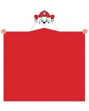 Pătură pentru copii cu glugă 3D Sonne - Marshall Paw Patrol, 110 x 140 cm, roşie