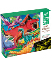 Puzzle fluorescent pentru copii Eurekakids - Dinozauri, 100 de piese