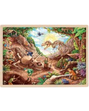 Puzzle din lemn pentru copii Goki - Fosile de dinozauri, 96 de piese -1