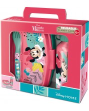 Set pentru copii Stor Minnie Mouse - Sticlă, cutie pentru mâncare și tacâmuri -1