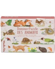 Joc educativ pentru copii Moulin Roty - Domino puzzle cu animale